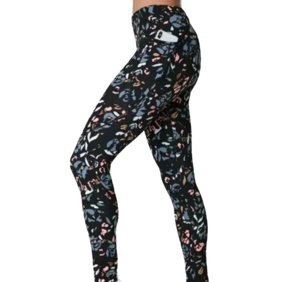 Sweaty Betty Pants - Sweaty Betty Power Pocket Workout 7/8 Leggings In Blue Floral Pop Print Medium
